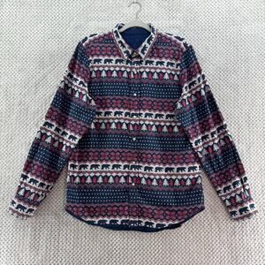 Chubbies Men Flip It Reverse It Christmas Shirt L Blue Bear Pearl Snap Button